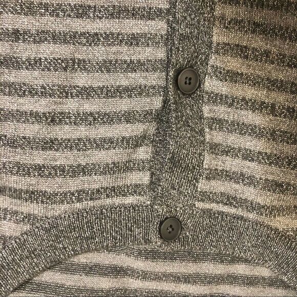 Lane Bryant knit gray metallic stripped button up cardigan sweater 18/20 - Picture 7 of 14